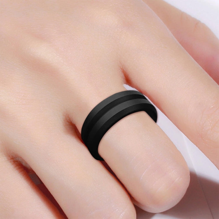 SiR053 V Shaped Grooved Edge Silicone Ring Outdoor Sports Couple Ring No.11(Black) - Rings by PMC Jewellery | Online Shopping South Africa | PMC Jewellery