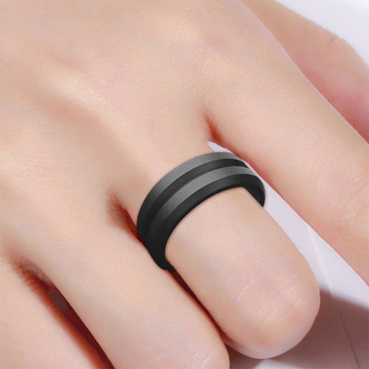 SiR053 V Shaped Grooved Edge Silicone Ring Outdoor Sports Couple Ring No.14(Deep Gray) - Rings by PMC Jewellery | Online Shopping South Africa | PMC Jewellery