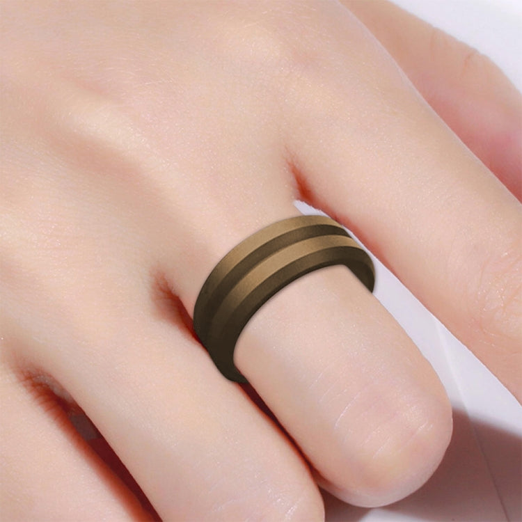 SiR053 V Shaped Grooved Edge Silicone Ring Outdoor Sports Couple Ring No.14(Brown) - Rings by PMC Jewellery | Online Shopping South Africa | PMC Jewellery