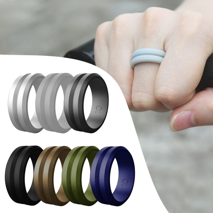 SiR053 V Shaped Grooved Edge Silicone Ring Outdoor Sports Couple Ring No.12(Light Gray) - Rings by PMC Jewellery | Online Shopping South Africa | PMC Jewellery