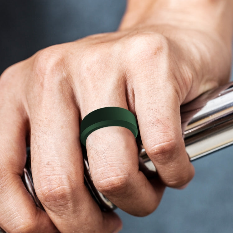 SIR062 8MM Wide Bevel Silicone Ring Sports Ring No.7(Forest Green) - Rings by PMC Jewellery | Online Shopping South Africa | PMC Jewellery