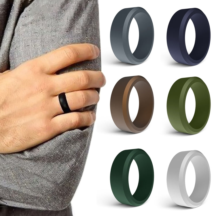 SIR062 8MM Wide Bevel Silicone Ring Sports Ring No.13(DarkBlue) - Rings by PMC Jewellery | Online Shopping South Africa | PMC Jewellery