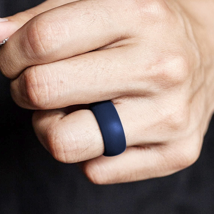 SiR013 8.7mm Curved Outdoor Sports Silicone Ring, Size: No.9(Dark Blue) - Rings by PMC Jewellery | Online Shopping South Africa | PMC Jewellery