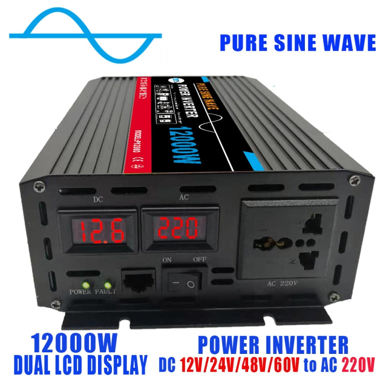 12000W (Actual 2000W) 24V to 220V High Power Car Sine Wave Inverter Power Converter - Pure Sine Wave by PMC Jewellery | Online Shopping South Africa | PMC Jewellery