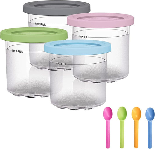 For Ninja NC299AMZ NC300 Ice Cream Storage Containers with Lids, Speci: 4 Cups+Spoon - Kitchen Machine Accessories by PMC Jewellery | Online Shopping South Africa | PMC Jewellery