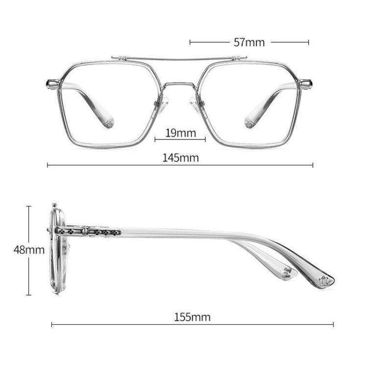 Double-beam Polarized Variable Color Eyeglasses Non-degree Flat Glasses, Lens: Change Grey(Gray Silver Frame) - Plain Glass Spectacles by PMC Jewellery | Online Shopping South Africa | PMC Jewellery