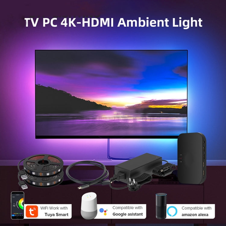 HDMI 2.0-PRO Smart Ambient TV Led Backlight Led Strip Lights Kit Work With TUYA APP Alexa Voice Google Assistant 2 x 1.5m(US Plug) - Casing Waterproof Light by PMC Jewellery | Online Shopping South Africa | PMC Jewellery
