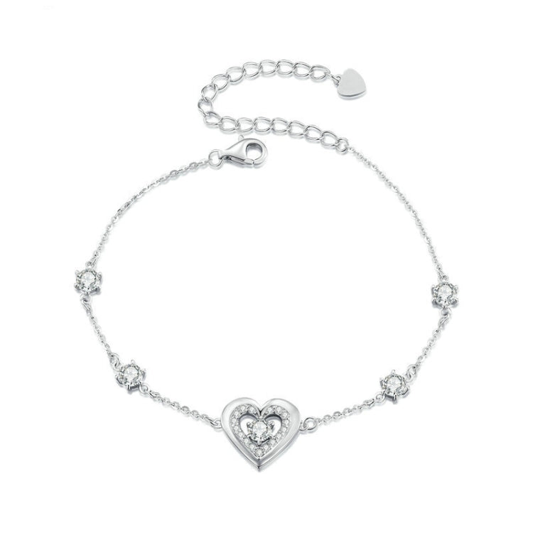 BSB136 S925 Sterling Silver Sparkling Double Heart Bracelet Jewelry - Bracelets by PMC Jewellery | Online Shopping South Africa | PMC Jewellery