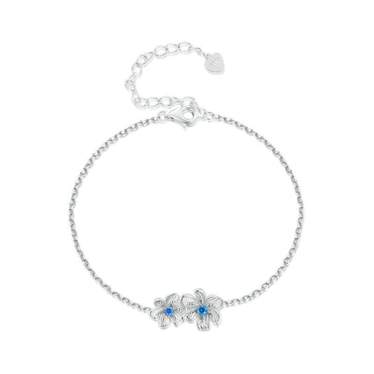 BSB138 925 Sterling Silver Zircon Blue Floret Bracelet - Bracelets by PMC Jewellery | Online Shopping South Africa | PMC Jewellery