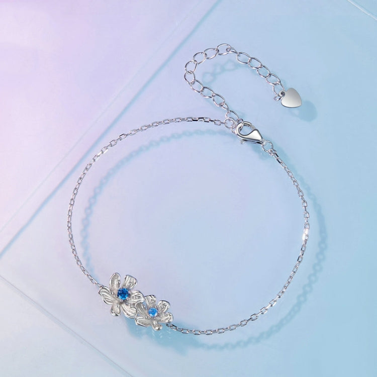 BSB138 925 Sterling Silver Zircon Blue Floret Bracelet - Bracelets by PMC Jewellery | Online Shopping South Africa | PMC Jewellery