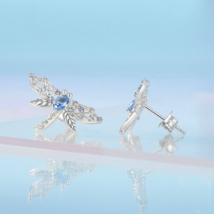 BSE874 925 Sterling Silver Plated Plated Spinel Lovely Dragonfly Stud Earrings - Stud Earrings & Earrings by PMC Jewellery | Online Shopping South Africa | PMC Jewellery