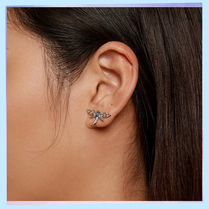 BSE874 925 Sterling Silver Plated Plated Spinel Lovely Dragonfly Stud Earrings - Stud Earrings & Earrings by PMC Jewellery | Online Shopping South Africa | PMC Jewellery