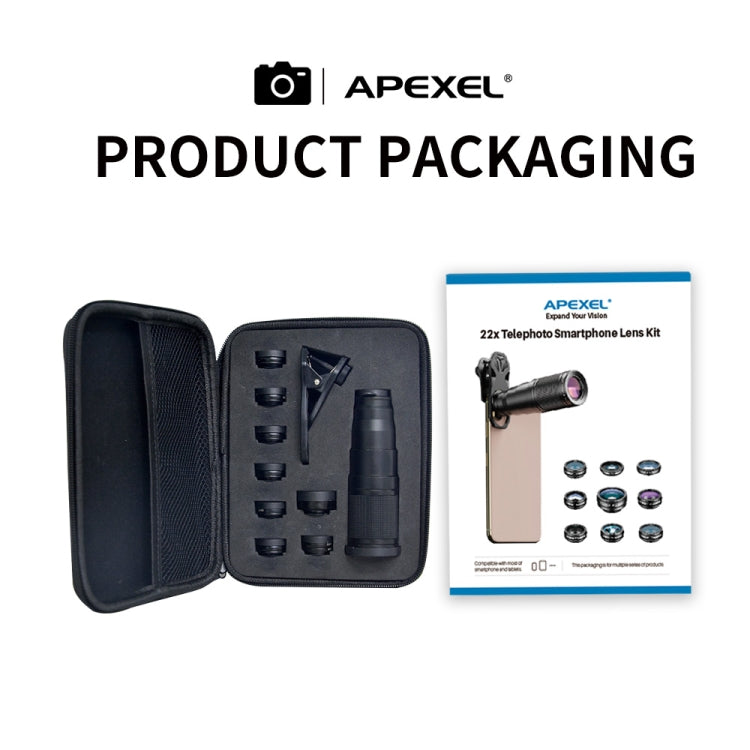 APEXEL APL-22XDG9 22X External Camera Adjustable Focus Mobile Phone Lens(10 in 1) - Telescope & Microscope by APEXEL | Online Shopping South Africa | PMC Jewellery