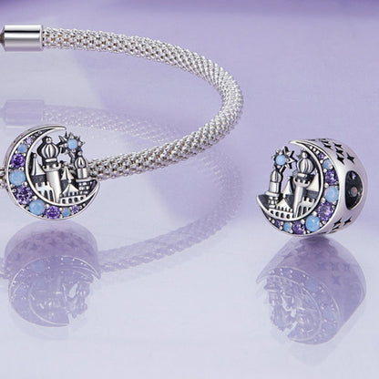 BSC892  925 Sterling Silver Purple Moon Moonlight Castle Diy Beaded Bracelet Accessories - Jewelry Accessories by PMC Jewellery | Online Shopping South Africa | PMC Jewellery