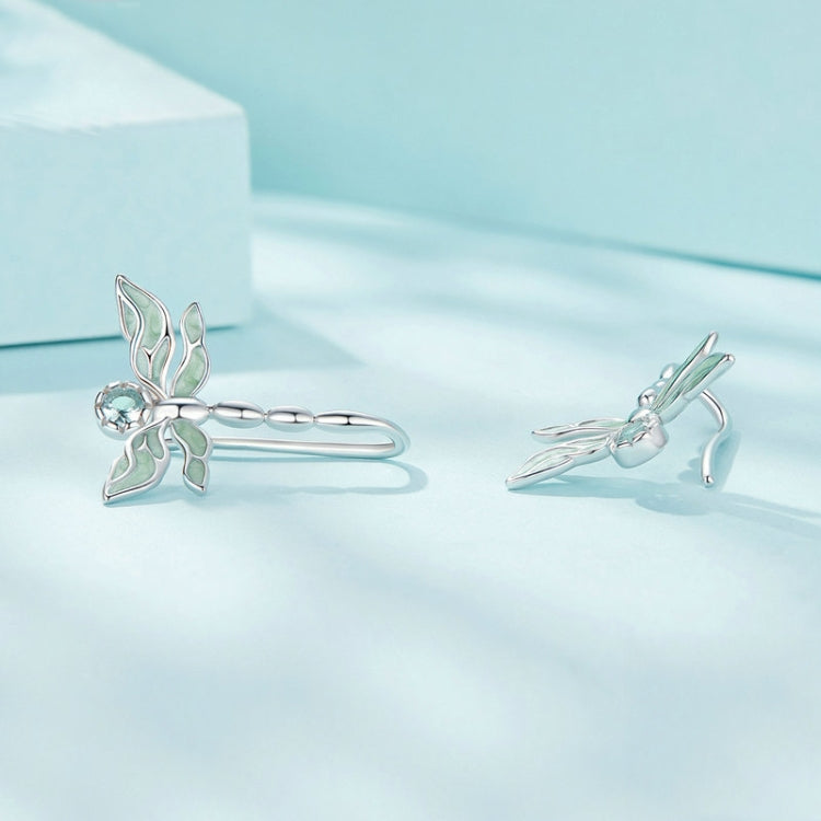 Sterling Silver S925 Mint Green Dragonfly Stud Earrings - Stud Earrings & Earrings by PMC Jewellery | Online Shopping South Africa | PMC Jewellery