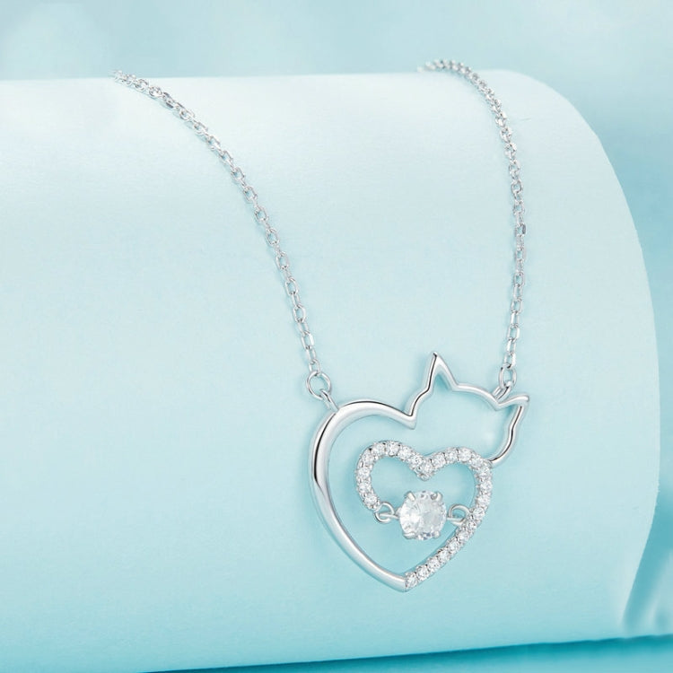 Sterling Silver S925 Zircon Cute Cat Necklace Jewelry - Necklaces & Pendants by PMC Jewellery | Online Shopping South Africa | PMC Jewellery