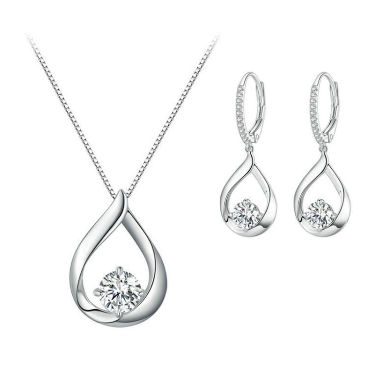 Sterling Silver Plated Plated Moissanite Earrings Necklace Set - Jewelry Sets by PMC Jewellery | Online Shopping South Africa | PMC Jewellery