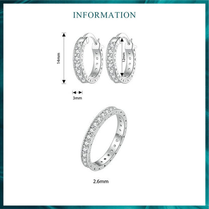 Sterling Silver Fine Sparkle Zirconia Stud Earrings Ring Set(No.6) - Jewelry Sets by PMC Jewellery | Online Shopping South Africa | PMC Jewellery