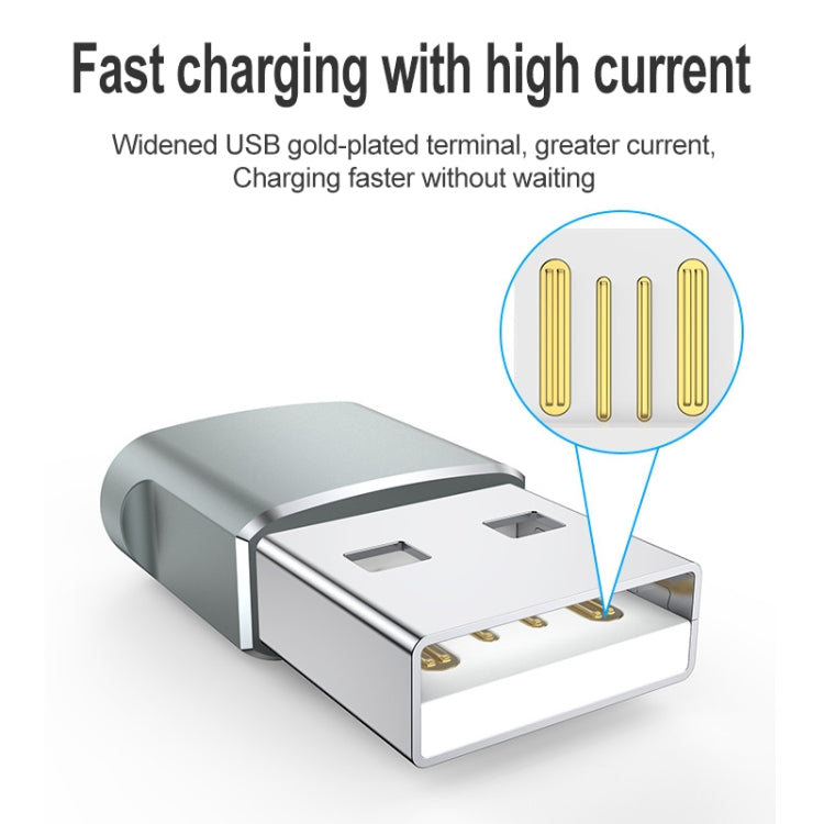 WH-7659 2pcs USB 2.0 Male to USB-C / Type-C Female Adapter, Support Charging & Transmission Data(Silver) - Type-C Adapter by PMC Jewellery | Online Shopping South Africa | PMC Jewellery