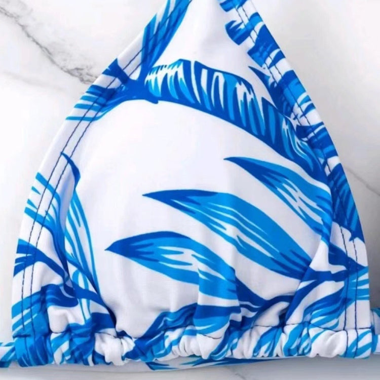 Leaf-print Waist Lace-up Three-Piece Bikini Set Long-sleeved Beach Sun Protection Swimsuit, Size: S(Orange) - Swimwear by PMC Jewellery | Online Shopping South Africa | PMC Jewellery