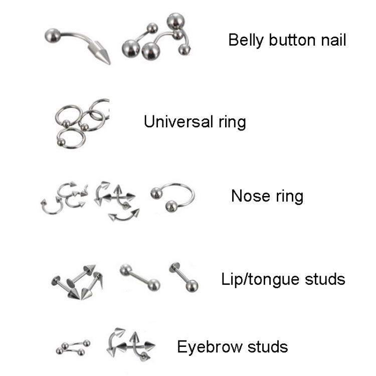 85pcs Piercing Jewelry Stainless Steel Lip Studs Eyebrow Studs Nose Studs - Jewelry Sets by PMC Jewellery | Online Shopping South Africa | PMC Jewellery