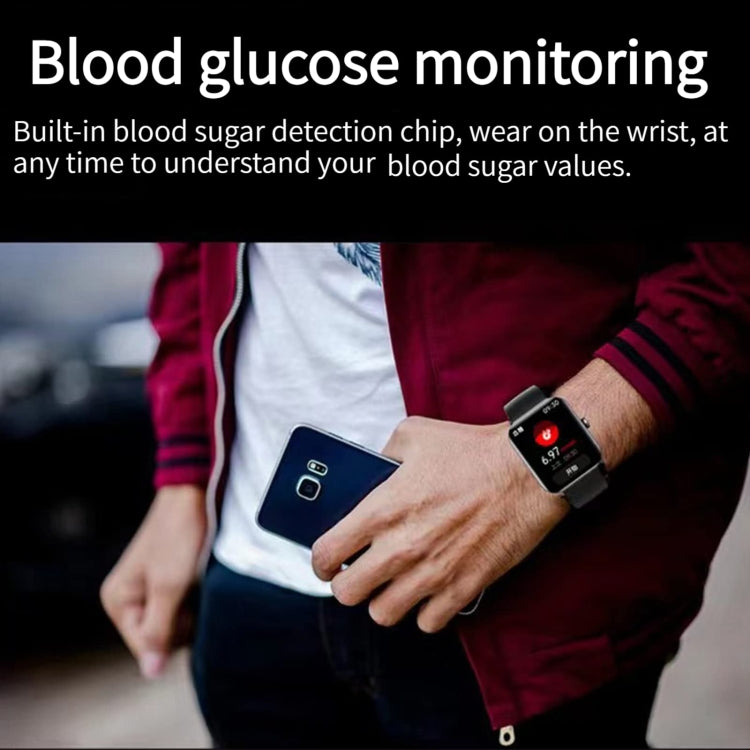 Aluminum Voice Assistant Music Blood Glucose Watch(Black) - Smart Watches by PMC Jewellery | Online Shopping South Africa | PMC Jewellery