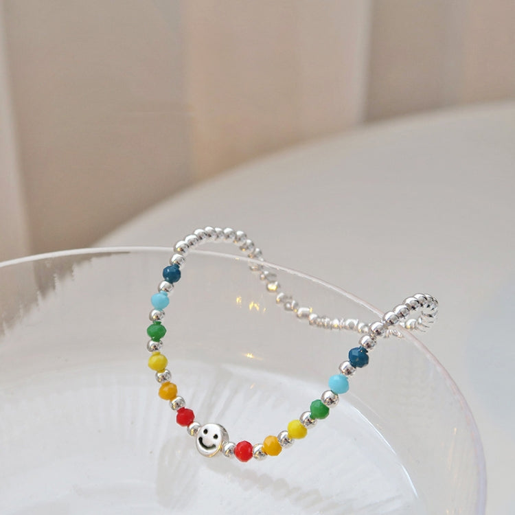 925 Silver Plated Rainbow Smile Beaded Bracelet Ladies Jewelry, Color:  Smile Face - Bracelets by PMC Jewellery | Online Shopping South Africa | PMC Jewellery