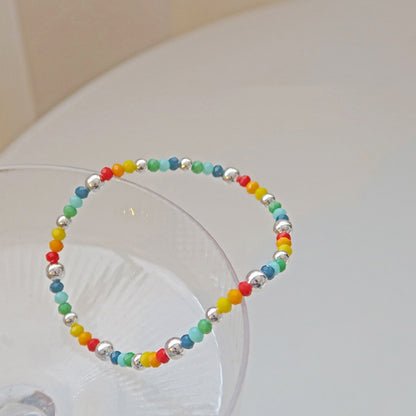 925 Silver Plated Rainbow Smile Beaded Bracelet Ladies Jewelry, Color: Bead Model - Bracelets by PMC Jewellery | Online Shopping South Africa | PMC Jewellery