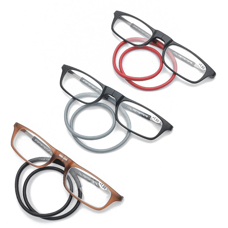 Portable Magnetic Hanging Neck Retractable Reading Glasses +275(Gray Frame Red Legs) - Presbyopic Glasses by PMC Jewellery | Online Shopping South Africa | PMC Jewellery