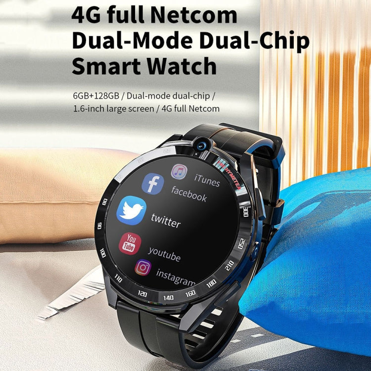 LOKMAT 1.6-inch Dual-camera 4G Full Netcom Dual-mode Dual-chip Wifi Smart Watch, Style: Charger+Black Leather Strap - Smart Watches by LOKMAT | Online Shopping South Africa | PMC Jewellery