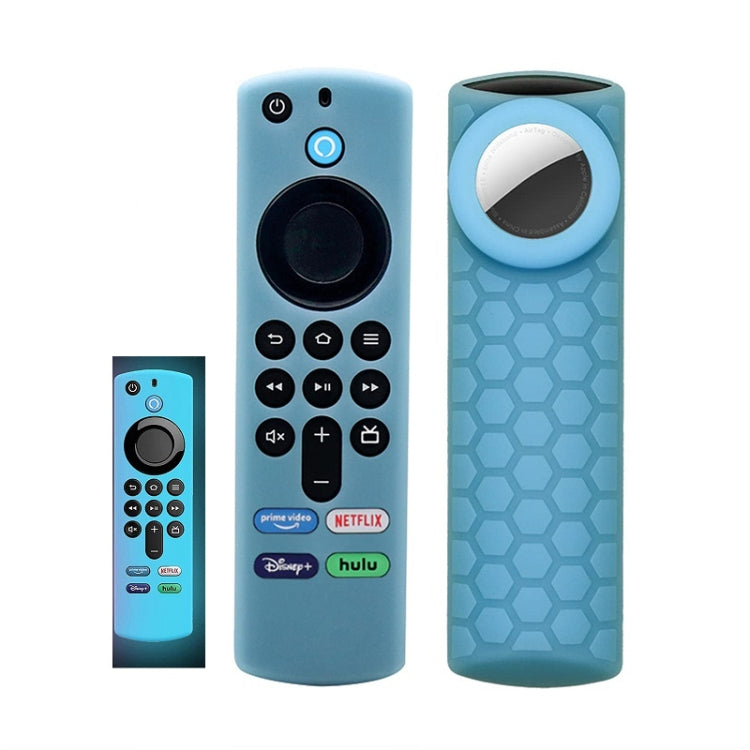 2pcs Remote Control Case For Amazon Fire TV Stick 2021 ALEXA 3rd Gen With Airtag Holder(Luminous Blue) - Remote Control Covers by PMC Jewellery | Online Shopping South Africa | PMC Jewellery