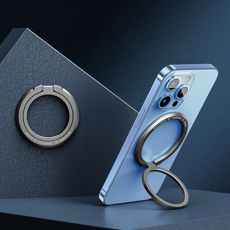 Zinc Alloy Magnetic Ring Buckle Phone Holder Desktop Portable Ring Buckle Folding Bracket(Grey) - Ring Holder by PMC Jewellery | Online Shopping South Africa | PMC Jewellery