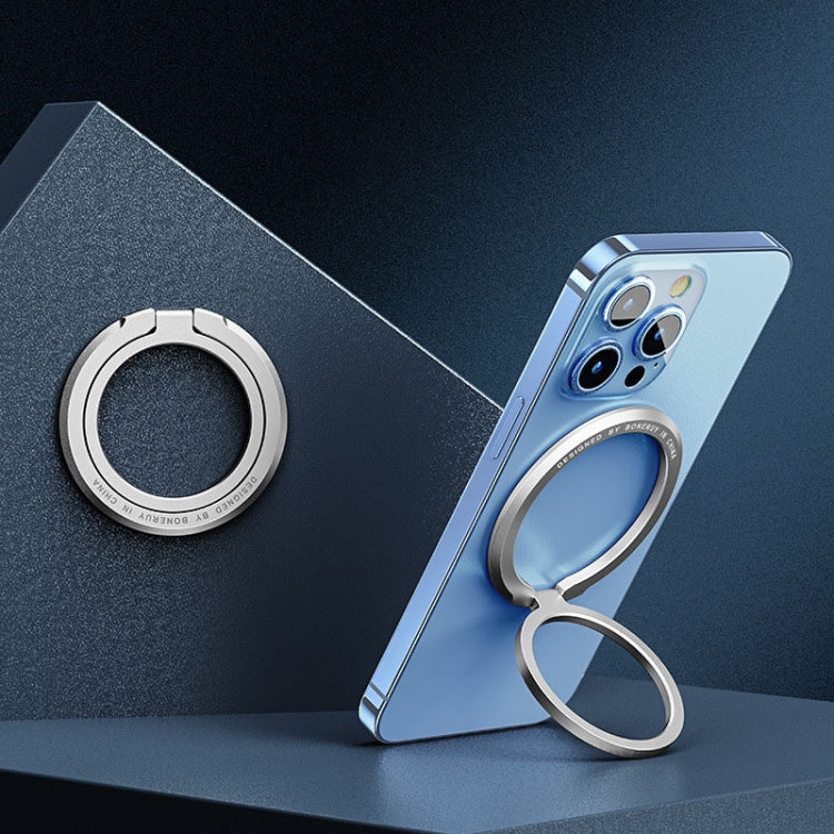 Zinc Alloy Magnetic Ring Buckle Phone Holder Desktop Portable Ring Buckle Folding Bracket(Silver) - Ring Holder by PMC Jewellery | Online Shopping South Africa | PMC Jewellery