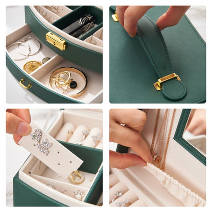 Large-capacity Double-layer Jewelry Storage Box Drawer Ring Earring Jewelry Storage Box(Dark Green) - Jewelry Storages by PMC Jewellery | Online Shopping South Africa | PMC Jewellery