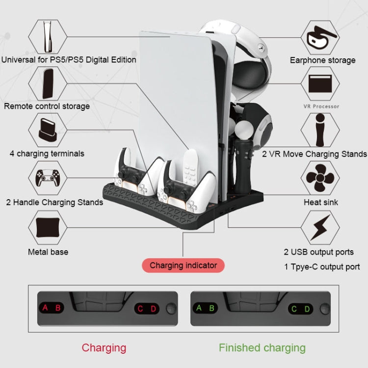 iplay HBP-270 For Sony PS5 Multifunctional Host Heat Dissipation Charging Base with Storage Rack(Black) - Charger & Power by iplay | Online Shopping South Africa | PMC Jewellery