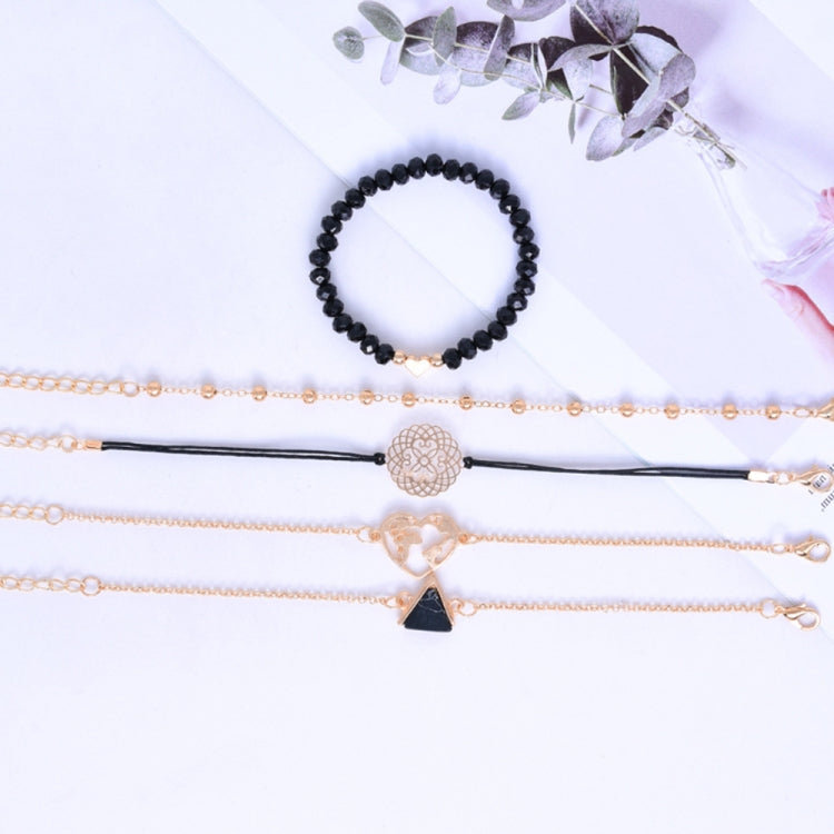 5pcs/set OL Triangular Hollow Map Bracelet Peach Heart Corner Bead Necklace(AB129) - Necklaces & Pendants by PMC Jewellery | Online Shopping South Africa | PMC Jewellery