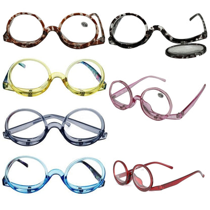 Makeup Magnifying Glass Presbyopic Glasses Flip Swivel Reading Glasses, Degree: +150(Yellow Frame) - Presbyopic Glasses by PMC Jewellery | Online Shopping South Africa | PMC Jewellery