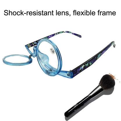 Makeup Magnifying Glass Presbyopic Glasses Flip Swivel Reading Glasses, Degree: +150(Violet Pink) - Presbyopic Glasses by PMC Jewellery | Online Shopping South Africa | PMC Jewellery