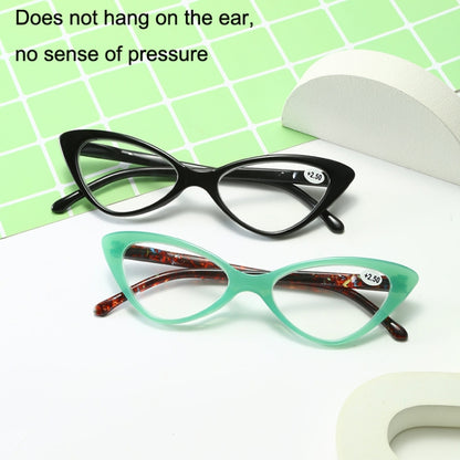 Street Stall Triangular Cat Eye Presbyopic Glasses, Degree: +250(Light Green) - Presbyopic Glasses by PMC Jewellery | Online Shopping South Africa | PMC Jewellery