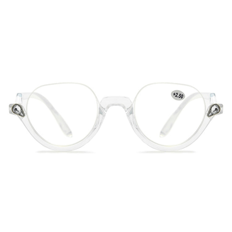 Diamond Studded Cat Eye Presbyopic Glasses Half-frame Fish-filament Glasses Unisex, Degree: +350(Transparent) - Presbyopic Glasses by PMC Jewellery | Online Shopping South Africa | PMC Jewellery