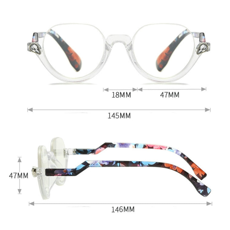 Diamond Studded Cat Eye Presbyopic Glasses Half-frame Fish-filament Glasses Unisex, Degree: +400(Light Blue) - Presbyopic Glasses by PMC Jewellery | Online Shopping South Africa | PMC Jewellery