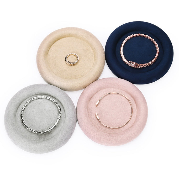 12x1.8cm Jewelry Ring Velvet Leather Round Empty Plate Bracelet Display Rack(Khaki) - Jewelry Storages by PMC Jewellery | Online Shopping South Africa | PMC Jewellery