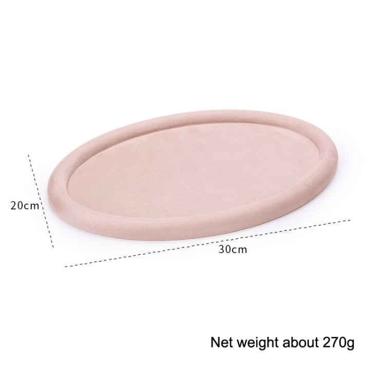 30x20x1.8cm Jewelry Tray Ring Velvet Leather Oval Empty Plate Earrings Necklace Jewelry Display Plate(Pink) - Jewelry Storages by PMC Jewellery | Online Shopping South Africa | PMC Jewellery