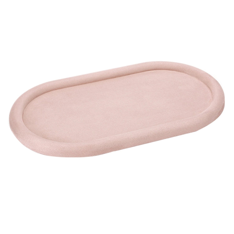 32x18x1.8cm Jewelry Tray Ring Velvet Leather Oval Empty Plate Earrings Necklace Jewelry Display Plate(Pink) - Jewelry Storages by PMC Jewellery | Online Shopping South Africa | PMC Jewellery