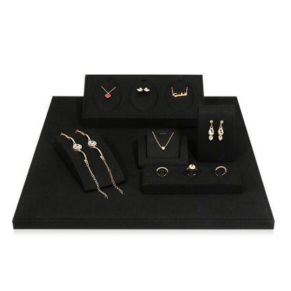 Black Microfiber Necklace Ring Jewelry Display Live Jewelry Prop Rack Set 1 - Jewelry Storages by PMC Jewellery | Online Shopping South Africa | PMC Jewellery