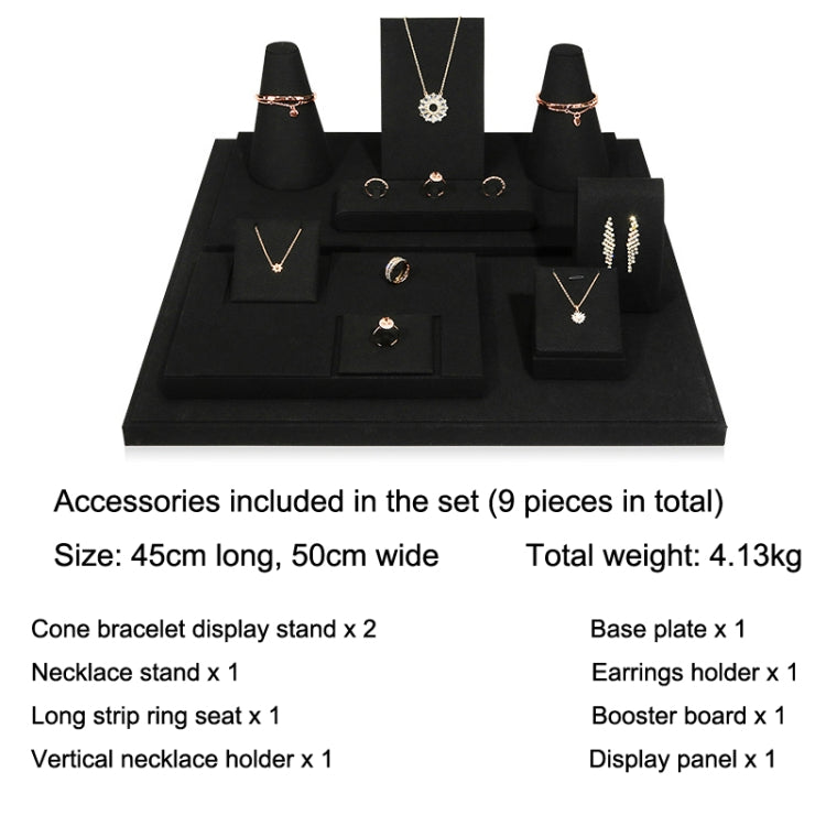 Black Microfiber Necklace Ring Jewelry Display Live Jewelry Prop Rack Set 4 - Jewelry Storages by PMC Jewellery | Online Shopping South Africa | PMC Jewellery