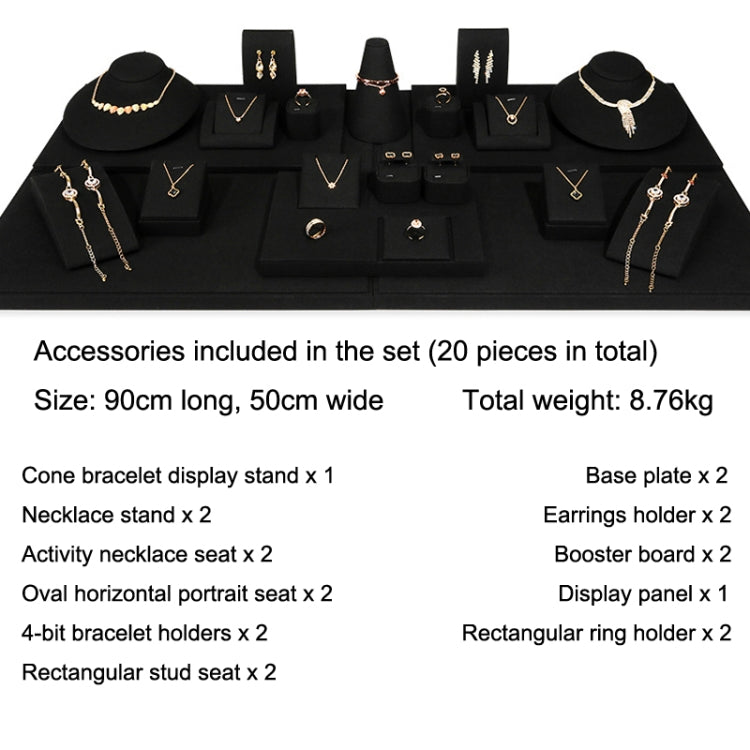 Black Microfiber Necklace Ring Jewelry Display Live Jewelry Prop Rack Set 6 - Jewelry Storages by PMC Jewellery | Online Shopping South Africa | PMC Jewellery