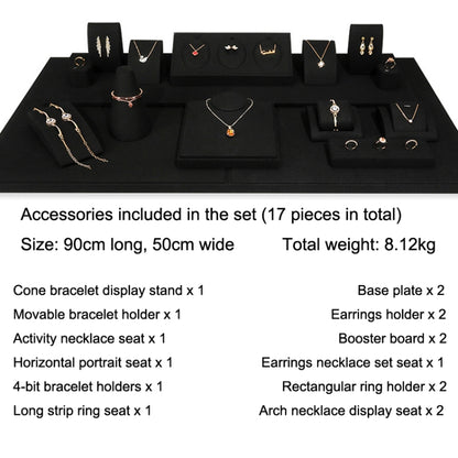 Black Microfiber Necklace Ring Jewelry Display Live Jewelry Prop Rack Set 8 - Jewelry Storages by PMC Jewellery | Online Shopping South Africa | PMC Jewellery