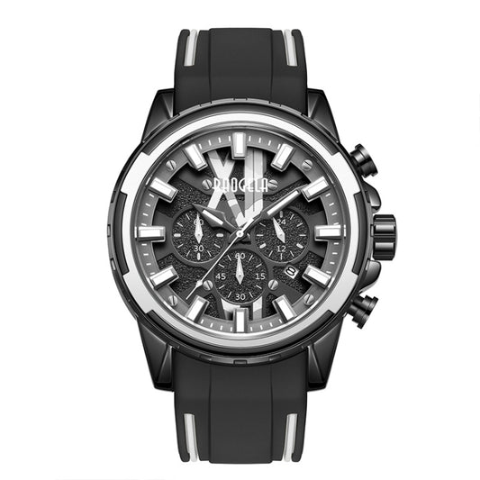 BAOGELA 22602 Sports Watch Luminous Waterproof Multi-function Chronograph Large Dial Men Watch(Black Shell White Surface) - Sport Watches by BAOGELA | Online Shopping South Africa | PMC Jewellery