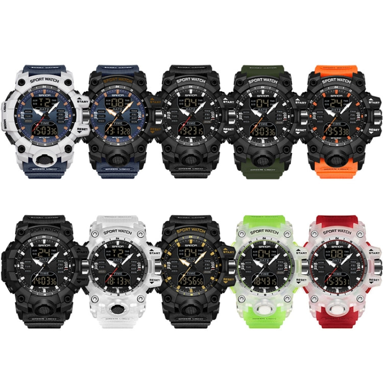 SANDA Green Light Alarm Clock Multifunctional Waterproof Shockproof Transparent Watch(Black Gold) - Silicone Strap Watches by SANDA | Online Shopping South Africa | PMC Jewellery